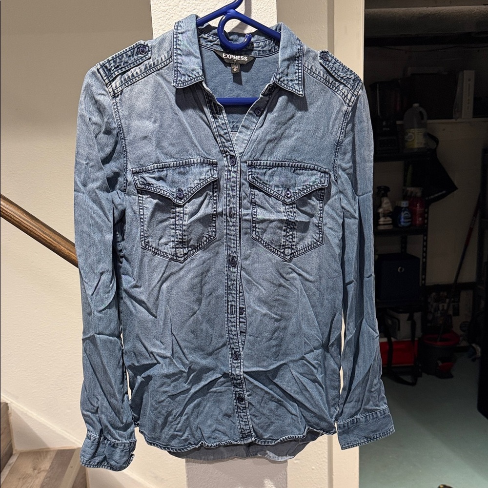 Express Light Blue Denim Shirt